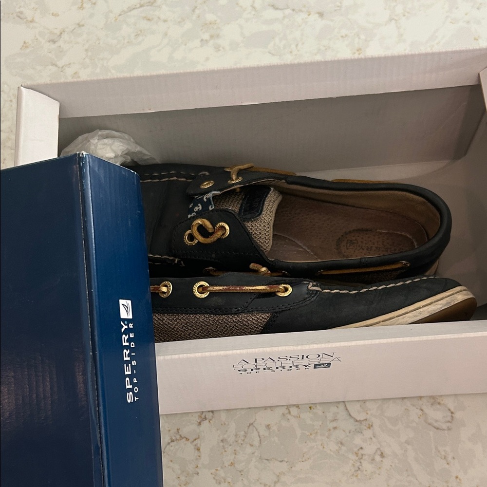 Sperry Navy and Tan Boat Shoes